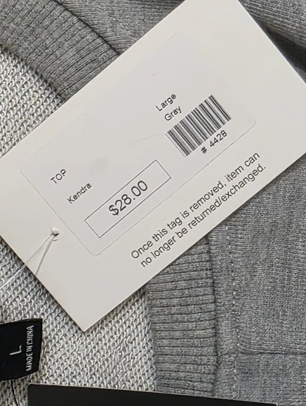 Lumiere Womens Size Large Gray Twist-Knot Front Long Sleeve Top